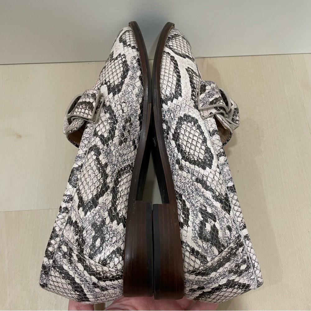 Antonio Melani Women's 8 Darleane Snake Print Leather Knotted Bow Loafers - Picture 8 of 12